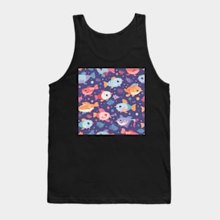 A Seamless Pattern of Adorable Pastel Fish Tank Top